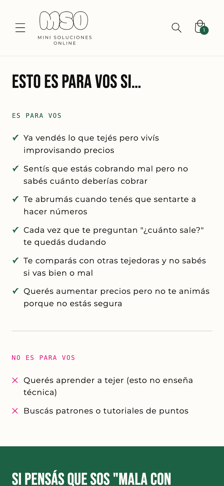 Landings en Shopify para ebooks — vista mobile