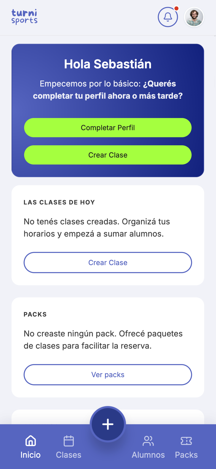 Turni — vista mobile