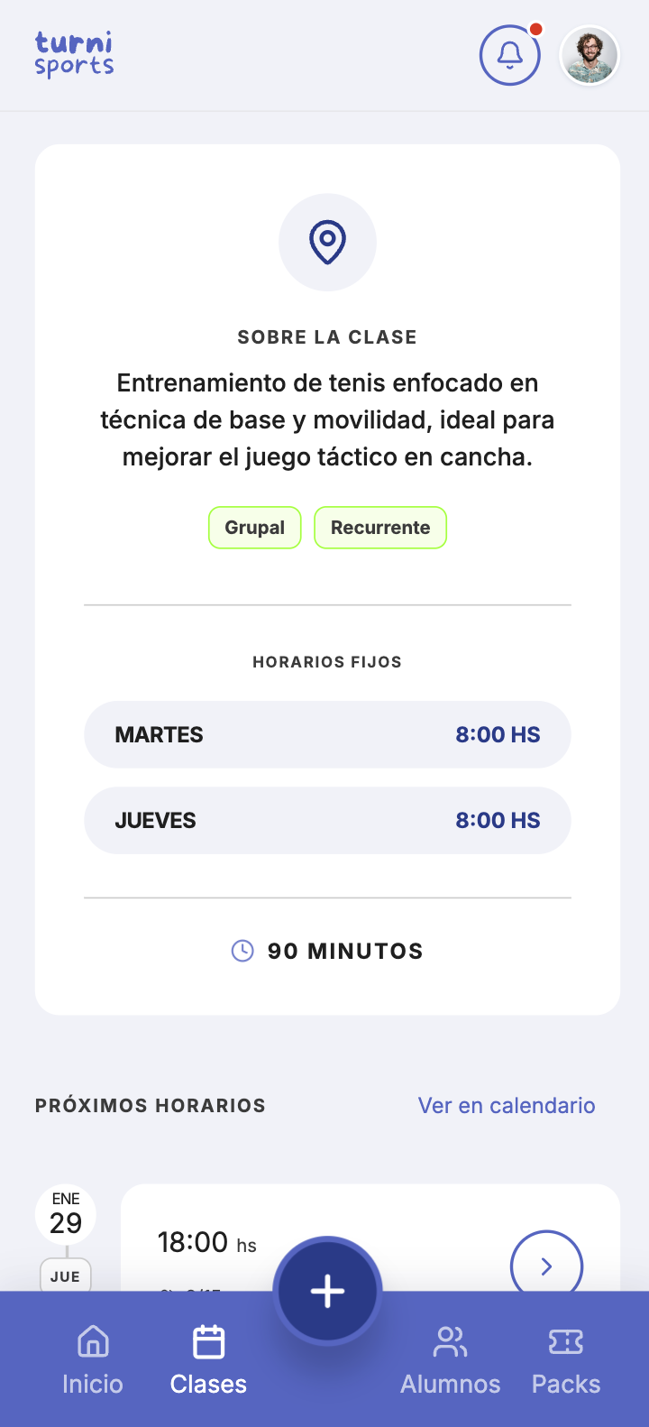 Turni — vista mobile
